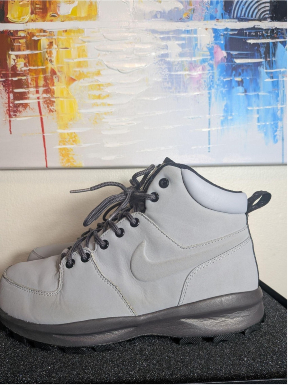 Nike Manoa Leather Boots Mens Size 8.5 Gray Snow Hiking Outdoor 454350-004